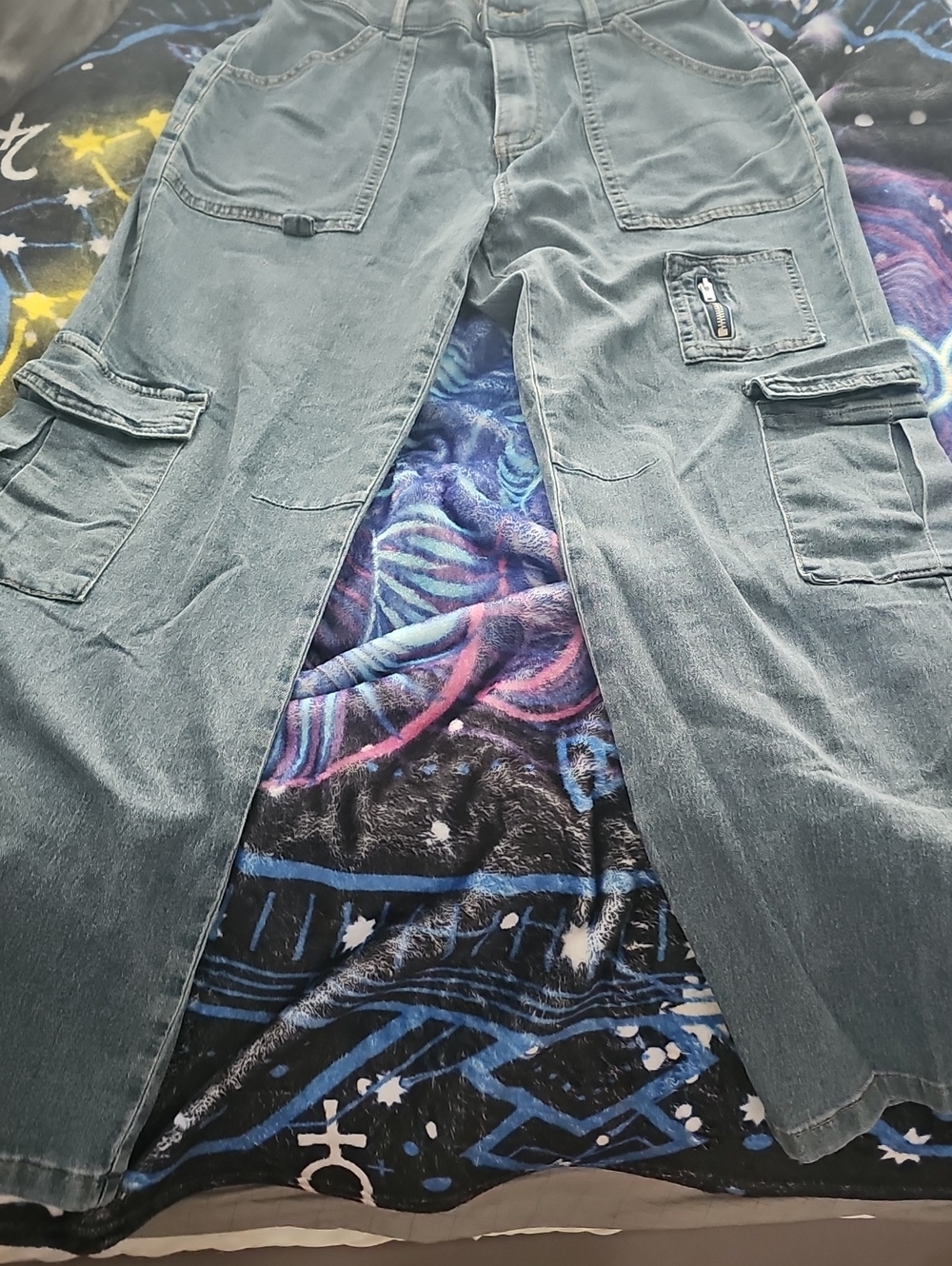 Women's Cargo Jeans - Blue Utility Style